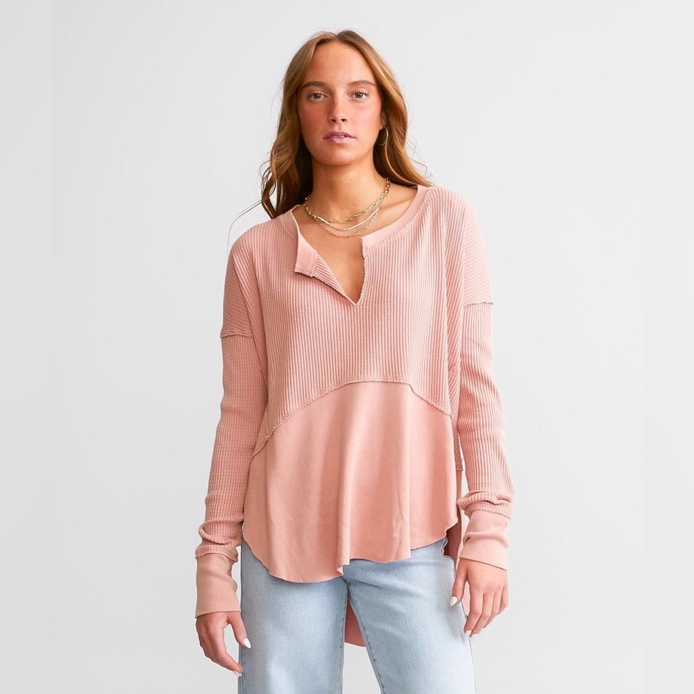 Free People We The Free Monterey Pieced Waffle Knit Top